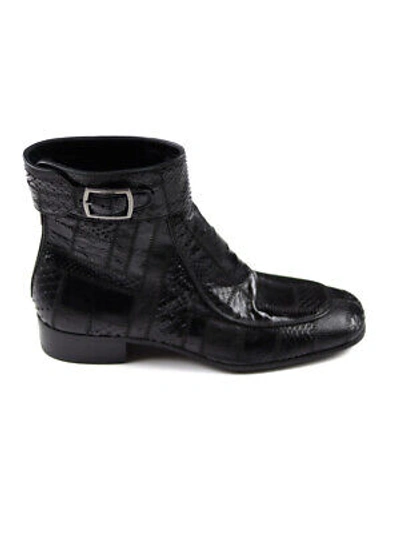 Pre-owned Saint Laurent Miles Python Black Snakeskin Boots