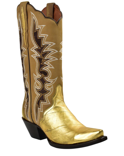 Pre-owned Dan Post Women's Eel Exotic Western Boot - Snip Toe - Dps711 In Gold