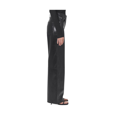 Pre-owned Citizens Of Humanity Womens Annna Lamb Leather Straight Leg Pants Bhfo 8811 In Black