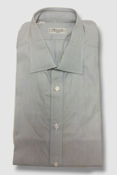 Pre-owned Charvet $646  Men's Blue Micro Stripe Long-sleeve Dress Shirt It44.5 Us17.5-35