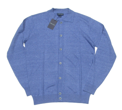 Pre-owned Peter Millar Men's Marina Blue Villa Full Button Sweater $350