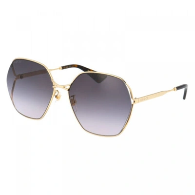 Pre-owned Gucci Gg0818sa 001 Gold/grey 63-17-140 Sunglasses Authentic In Gray
