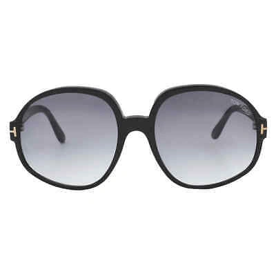 Pre-owned Tom Ford Claude Smoke Dark Grey Gradient Oversized Ladies Sunglasses Ft0991 01b In Gray