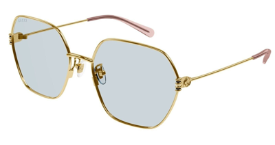 Pre-owned Gucci Original  Sunglasses Gg1285sa 004 Gold Frame Blue Gradient Lens 60mm