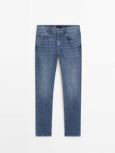 Massimo Dutti Regular-fit Stonewash Jeans In Indigo