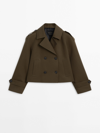 MASSIMO DUTTI 2-LAYER DOUBLE-BREASTED CROPPED TRENCH COAT