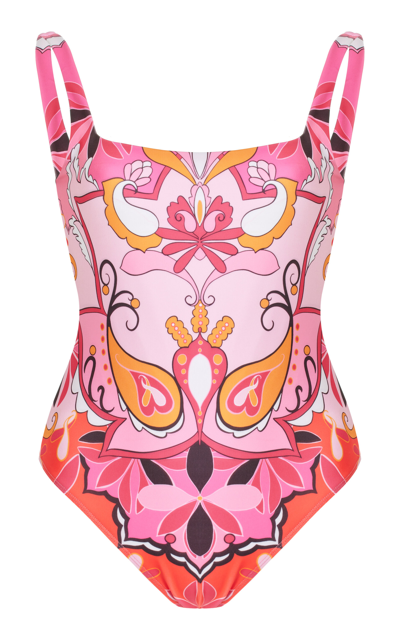 Cin Cin Ballet Square Neck One-piece Swimsuit In Pink
