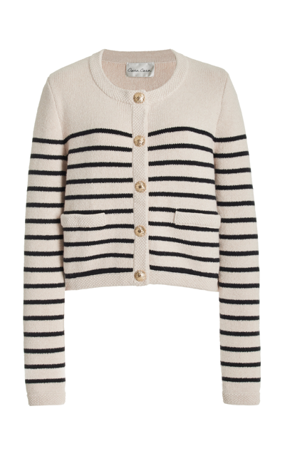 Cara Cara Luciana Striped Cotton-blend Cardigan In Ivory