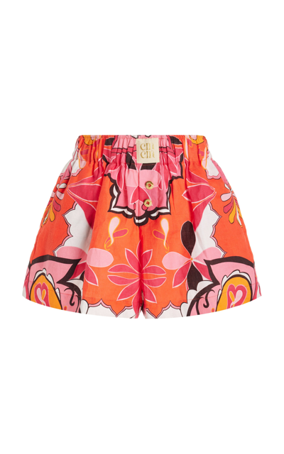 Cin Cin Breakers Printed Linen Boxer Shorts In Pink