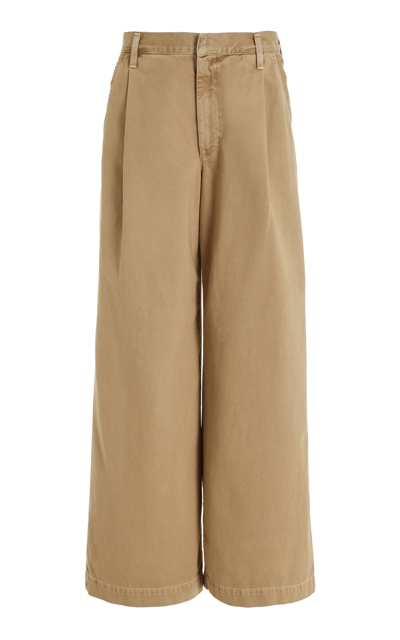 Agolde Daryl Pleated Wide-leg Jeans In Brown