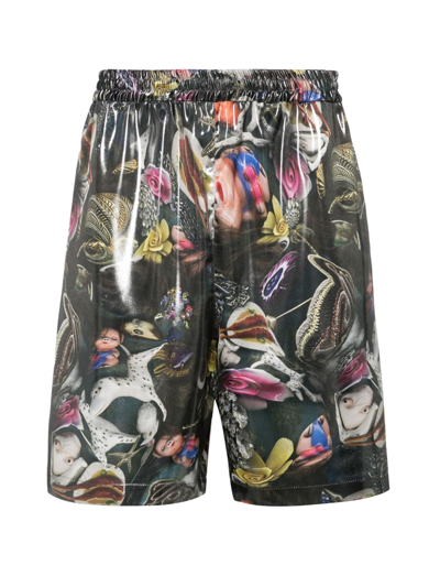 Acne Studios Graphic Print Bermuda Shorts Men Multi In Polyester In Multicolor