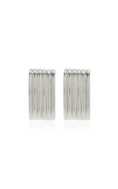 Ben-amun Ribbed Silver-plated Earrings In Metallic