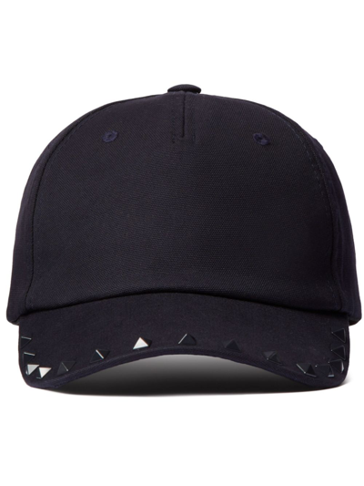 Valentino Garavani Rockstud Cotton Baseball Cap In Blue