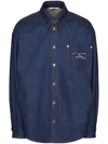 VALENTINO BLUE LOGO-TAG DENIM SHIRT