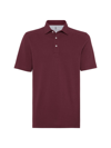 Brunello Cucinelli Short-sleeved Cotton Polo Shirt In C9699 Burgundy