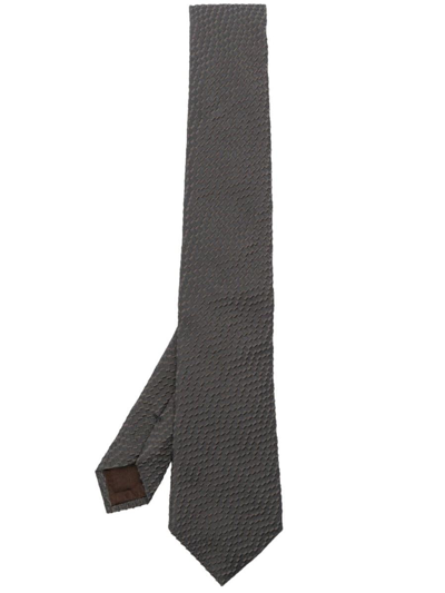 Giorgio Armani Woven Jacqard Tie Accessories In Brown