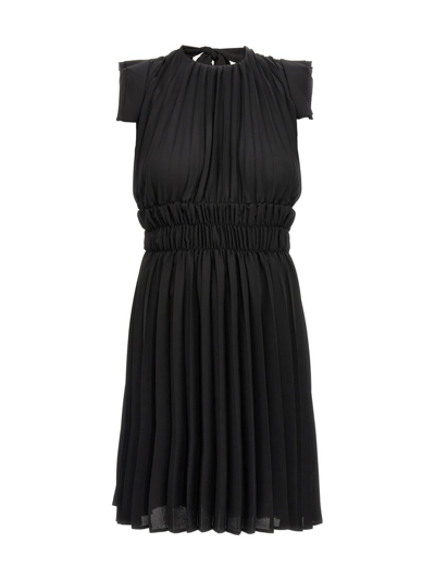 Liu •jo Pleated Georgette Dress In Black