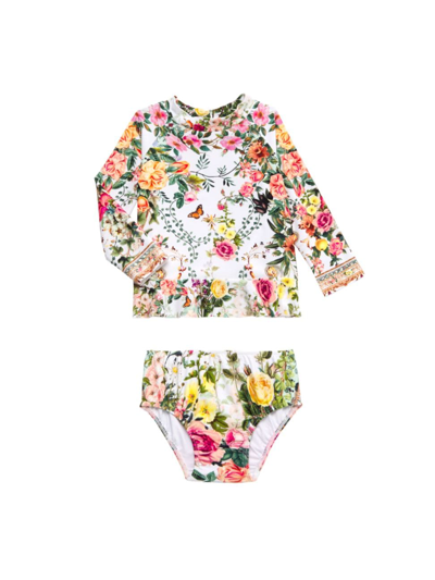 Camilla Baby Girl's Floral Print Rashguard Swimsuit Set In Renaissance Romance