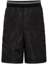 Prada Enamel Triangle-logo Elasticated-waist Shorts In Nero+nero