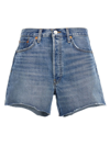 Re/done 90s Slung High Rise Denim Shorts In Blue