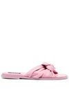 Msgm 5mm Leather Slide Sandals In Pink