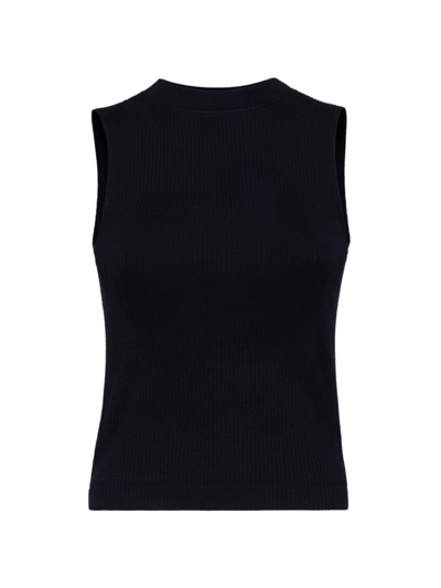Brunello Cucinelli Women's Cotton Ribbed Jersey Top With Monili In Noir