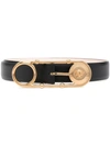 Versace Safety Pin-buckle Leather Belt In Black