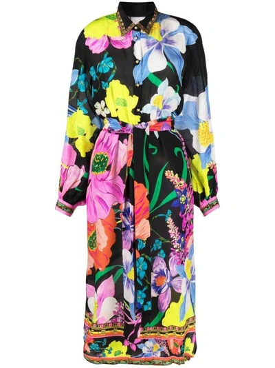 Camilla Away With The Fairies-print Shirtdress In Black