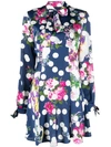 Msgm Polka-dot Pattern Pussy-bow Minidress In Blue