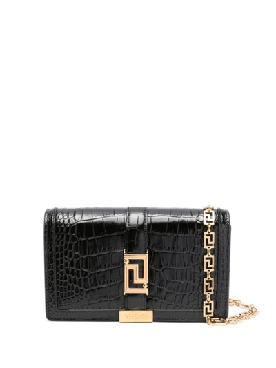 Versace Goddess Greek Clutch Bag In Black