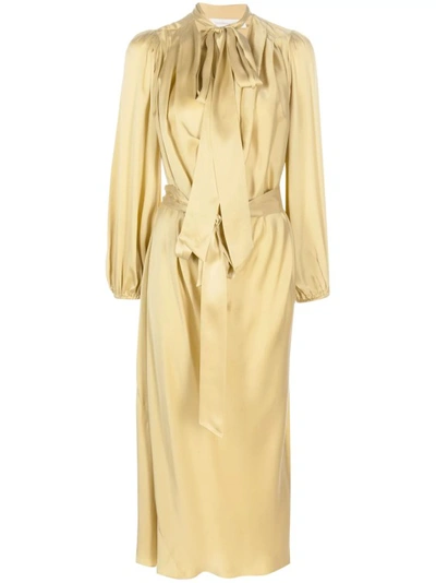 Zimmermann Billow Pleat-detail Silk Midi Dress In Brown
