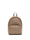 Versace Logo-jacquard Canvas Leather-trim Backpack In Brown