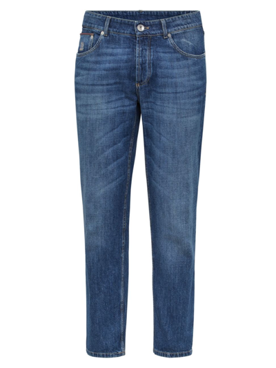 Brunello Cucinelli Slim-cut Mid-rise Jeans In Medium Denim