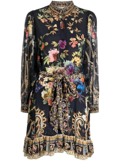 Camilla Women's Drop Sleeve Floral Silk Fit & Flare Shirtdress In Multicolor