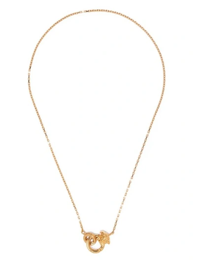 Versace Gold Medusa Rolo Chain Necklace In White