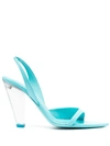 3JUIN TURQUOISE BRIDGET HEELED SANDALS