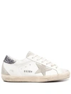 GOLDEN GOOSE WHITE SUPER-STAR GLITTER PATCH SNEAKERS