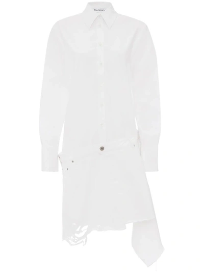 Jw Anderson White Hybrid Denim Mini Dress