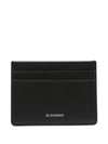 Jil Sander Logo-stamp Leather Cardholder In Black