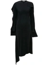 Jw Anderson Long-sleeve Layered Midi Dress In Black