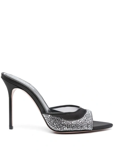 Gedebe Black Isabelli Crystal Sandals In Grey