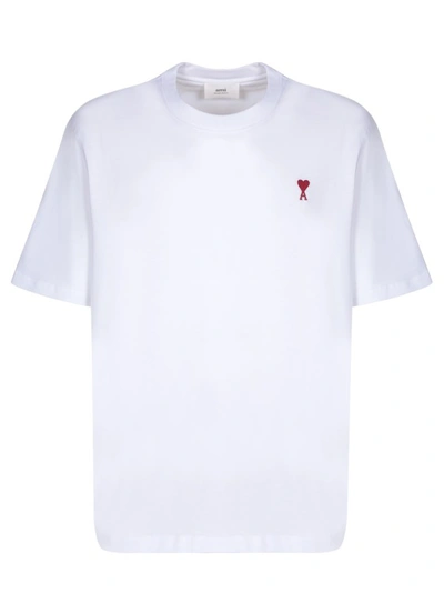 Ami Alexandre Mattiussi White Logo Embroidered T-shirt