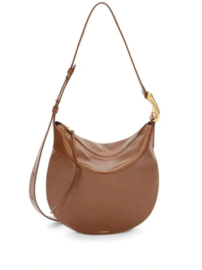 Jil Sander Small Moon Leather Shoulder Bag In Brown