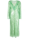 Self-portrait Sequin-embellished V-neck Midi Dress In Green