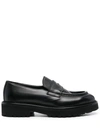 DOUCAL'S BLACK CALF LEATHER LOAFERS