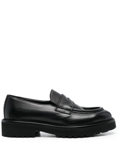 DOUCAL'S BLACK CALF LEATHER LOAFERS