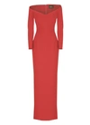 SOLACE LONDON RED BOAT NECK DRESS