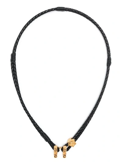 VERSACE BLACK MEDUSA-CHARM NECKLACE