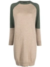 Lorena Antoniazzi Colour-block Cashmere Knitted Dress In Neutrals