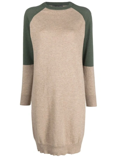 Lorena Antoniazzi Colour-block Cashmere Knitted Dress In Neutrals